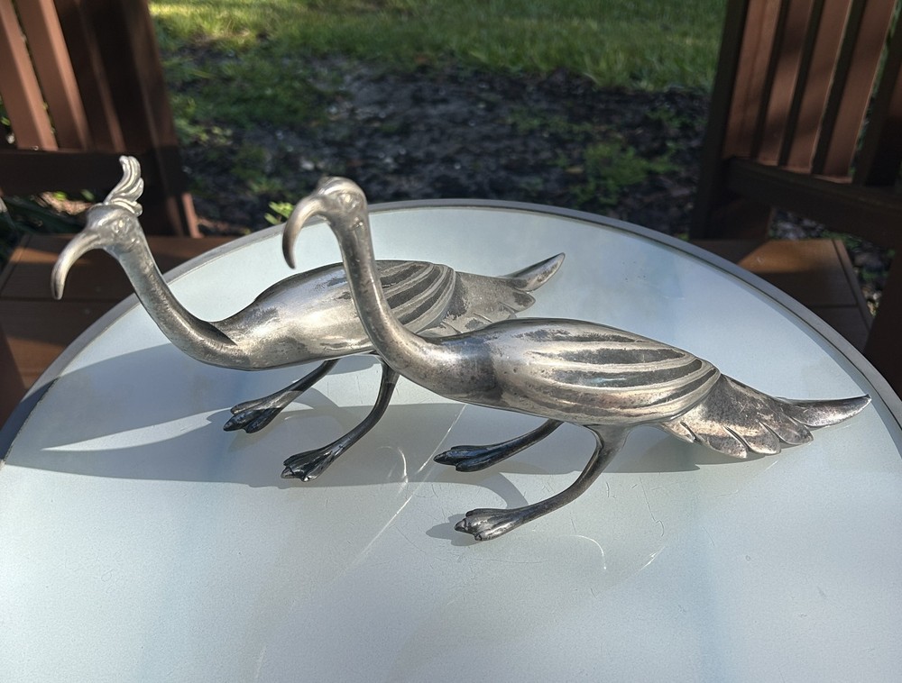 VTG Pair of Weidlich Bros Silverplate 2277 Ibis Bird Table Figurines
