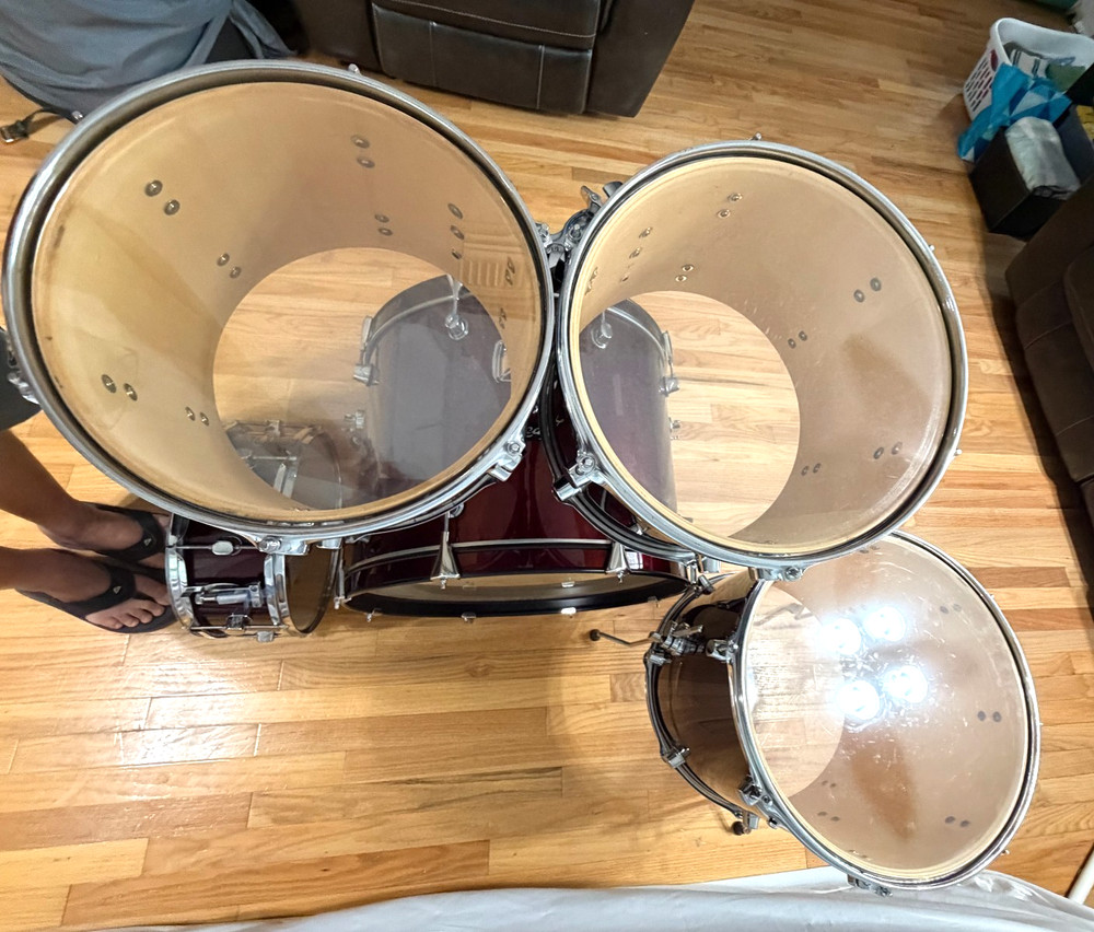 Leedy 5pc Drum Set Very Nice With Tom Mount Wine Red