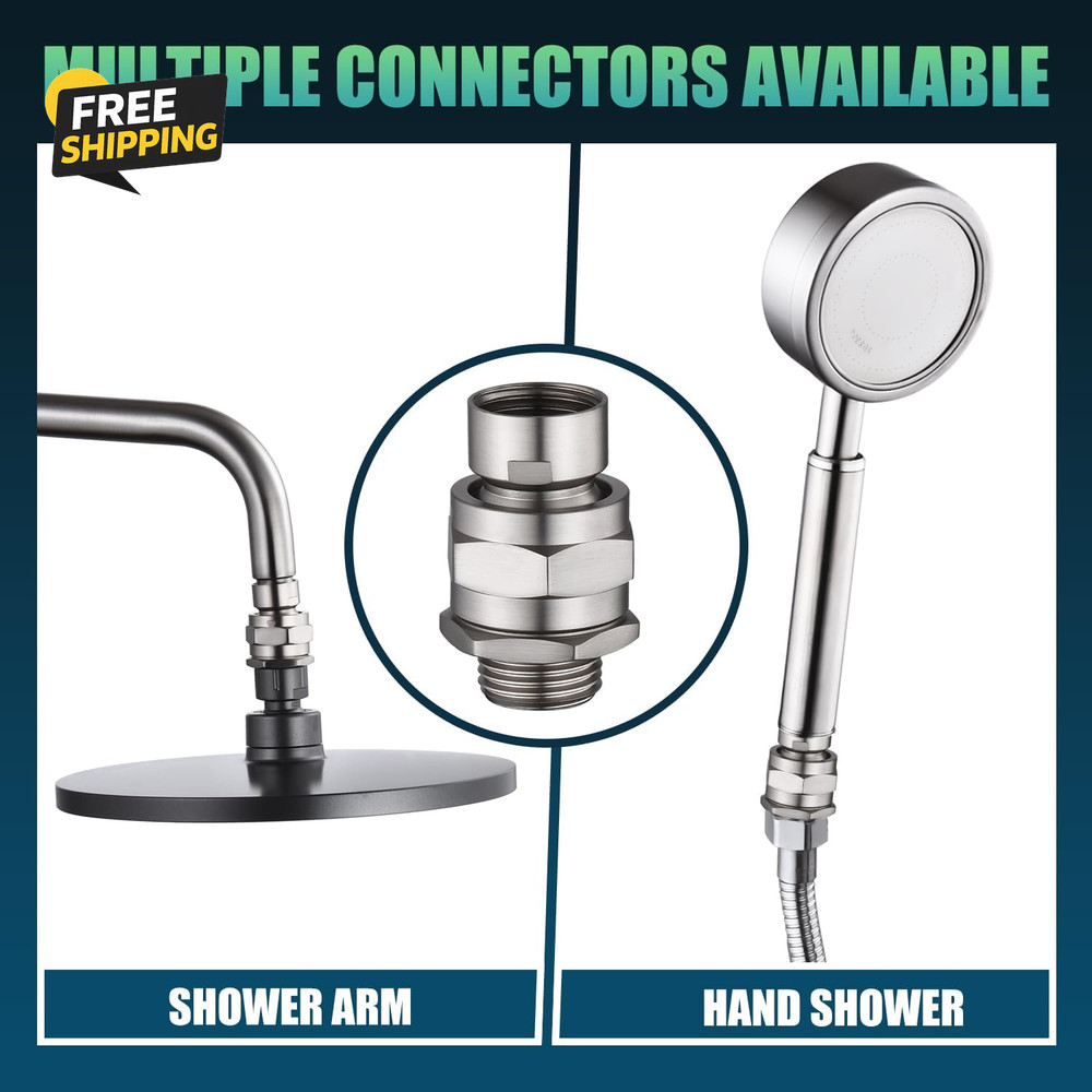 Shower Head Swivel Ball Adapter - Solid Brass Adjustable Shower Arm Extension