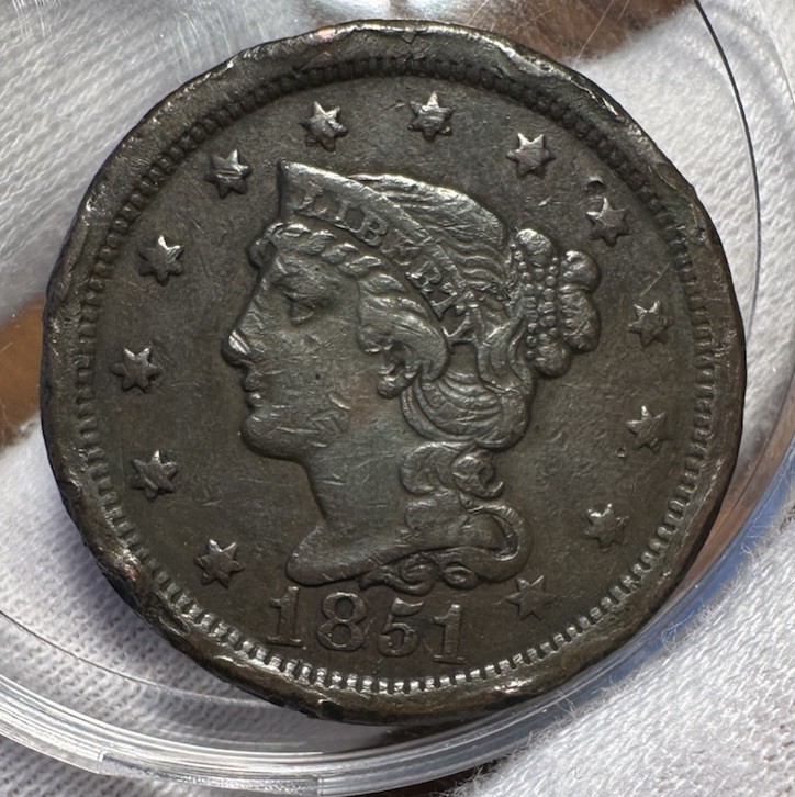 1851 Braided Hair Large Cent C