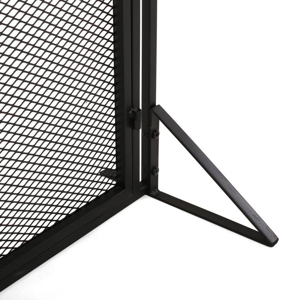 Cartwright Matte Black Metal 1-Panel Fireplace Screen