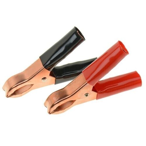 2pc Battery Clips Alligator Test Clamps Lead Black & Red Heavy Duty 50 Amp