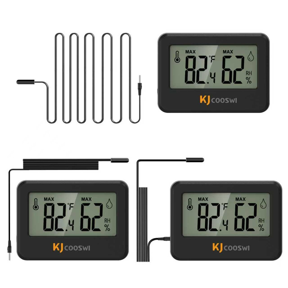 3PCS Mini Digital Hygrometer and Thermometer Reptile Thermometer with Extend