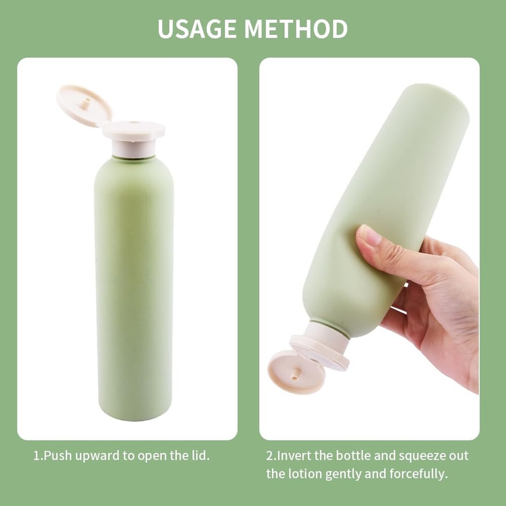 5Pack Refillable Bottle Green Plastic Empty Squeeze Bottles, 260ml Leak Proof...