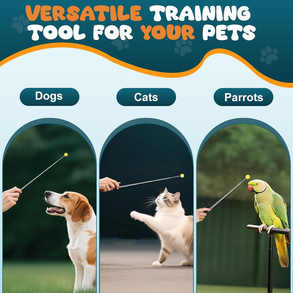 Dog Training Clicker with Target Stick – Portable & Retractable Trainer with Com