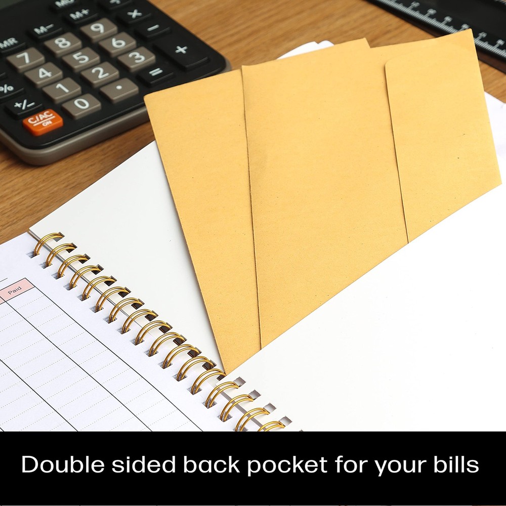 Bill Payment Tracker. A5 Notebook Bill Planner with Spiral Binding and Back P...