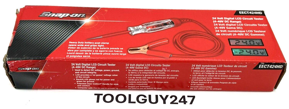 SNAP ON TOOLS 24 V Digital Display Circuit Tester 4-49 V DC Range EECT424HD +