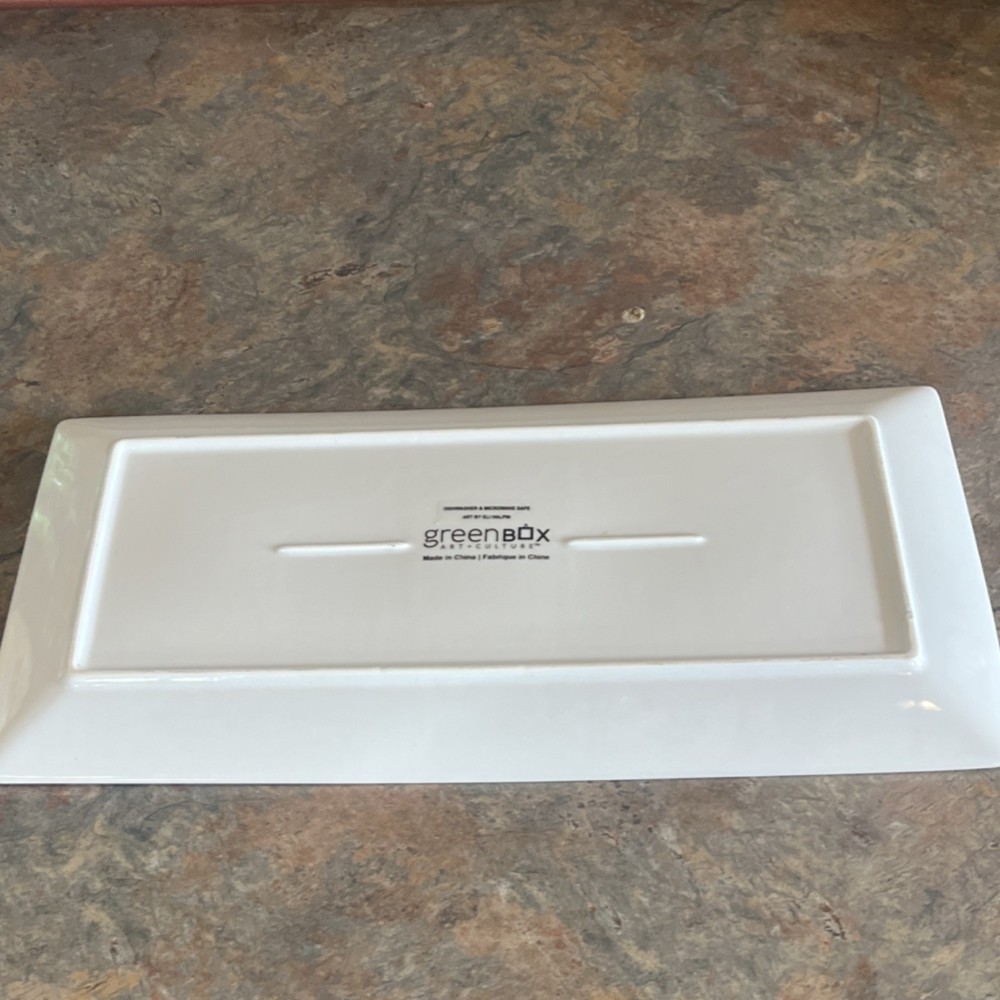 Greenbox Eli Halpin Rectangular Ceramic Animal Platter Dishwasher Safe 15x7in
