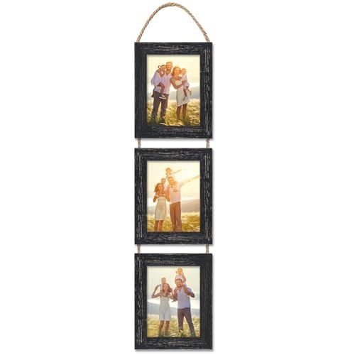 Wall Hanging Picture Frames Collage with 3 Opening Frames Black 4x6 Rustic Black
