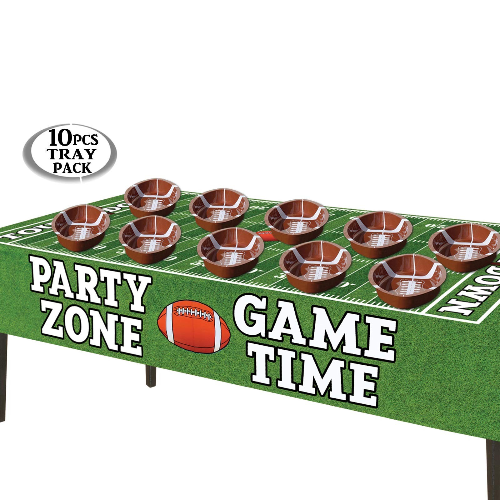 Anapoliz Football Serving Trays | 10 Pcs Plastic 12x7.5 Inches, Brown