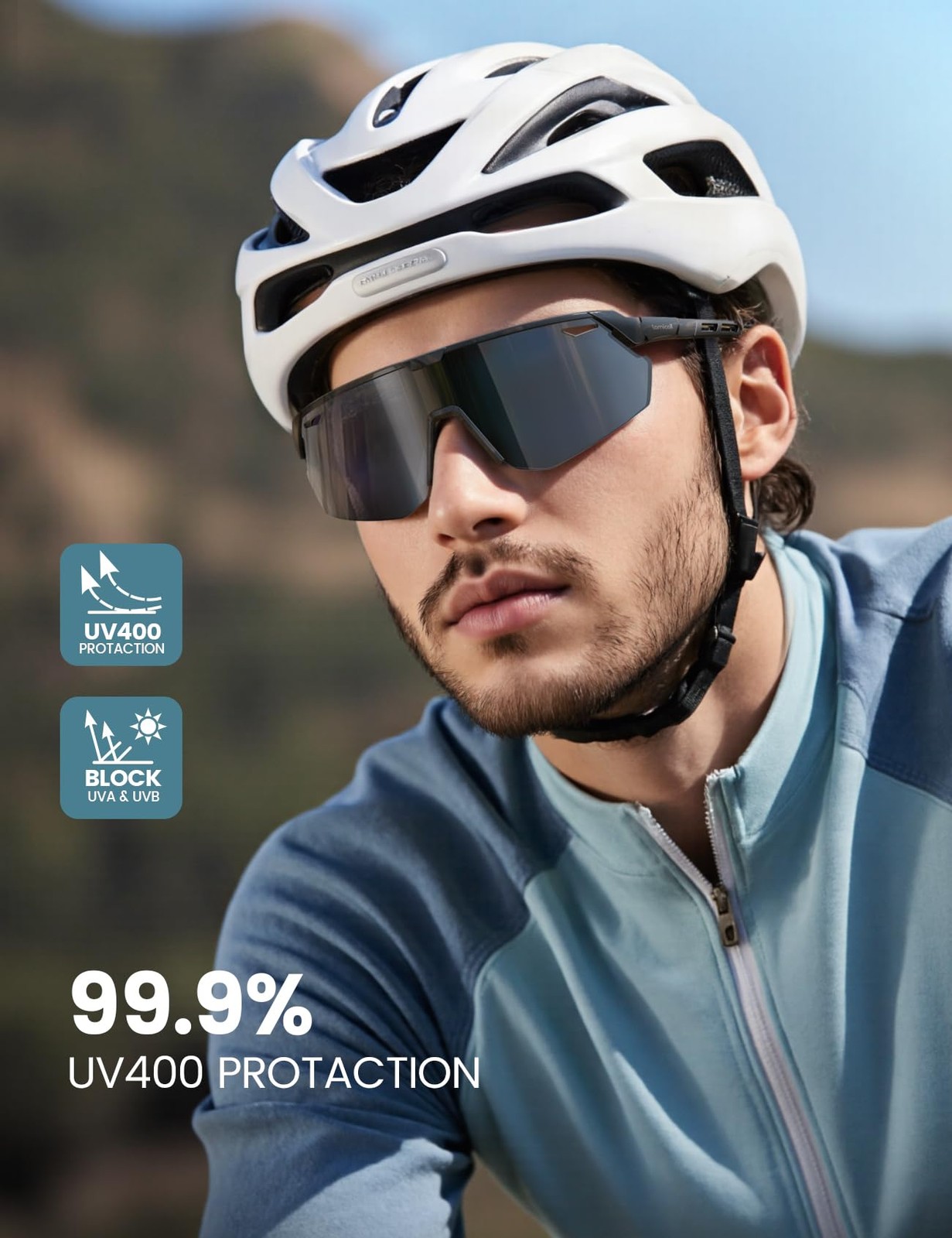 Lamicall Polarized Sports Sunglasses for Men middle, Black Frame-gray Lens