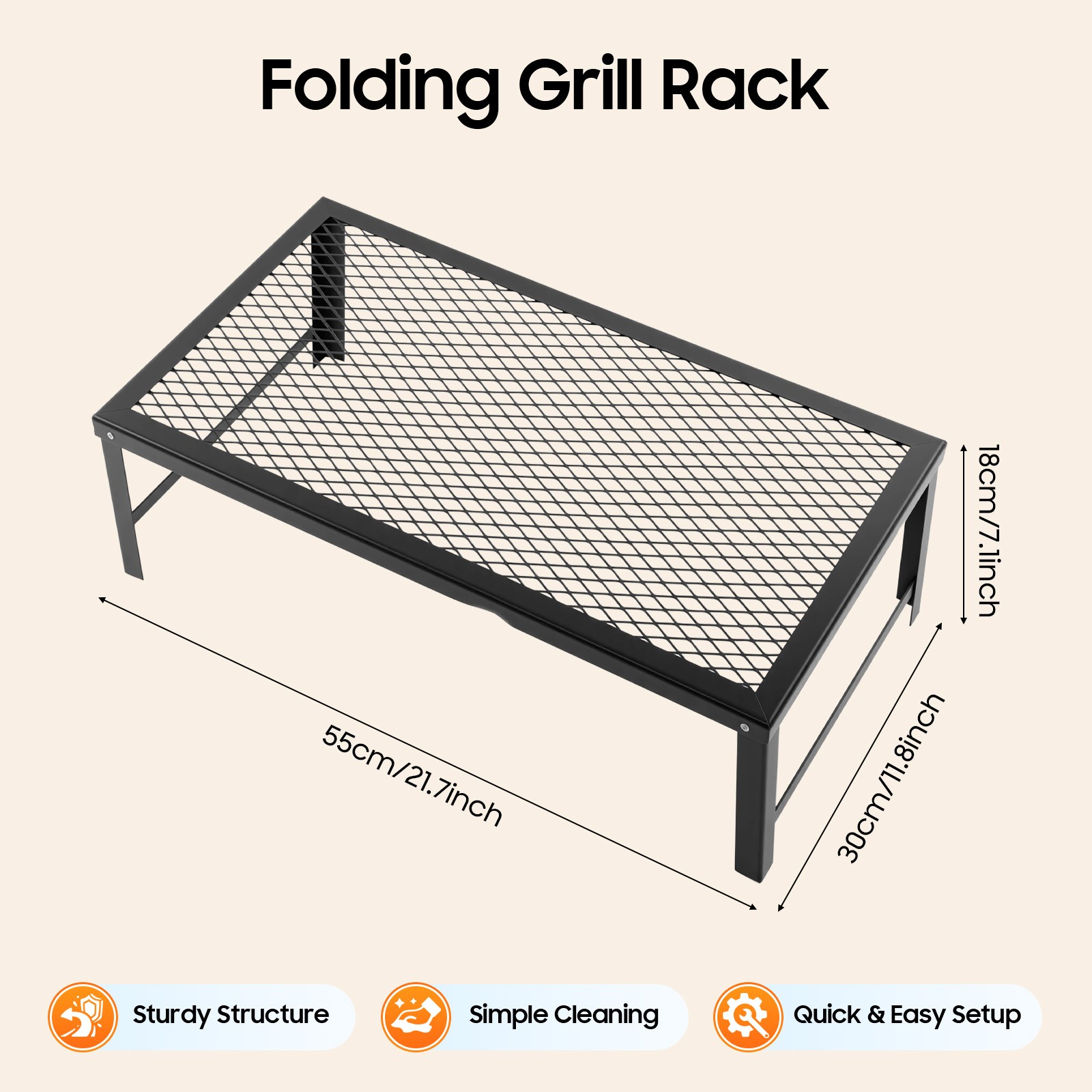 Foldable Camping Grill Fire Pit Grate Campfire Cooking Portable Stand Equipment