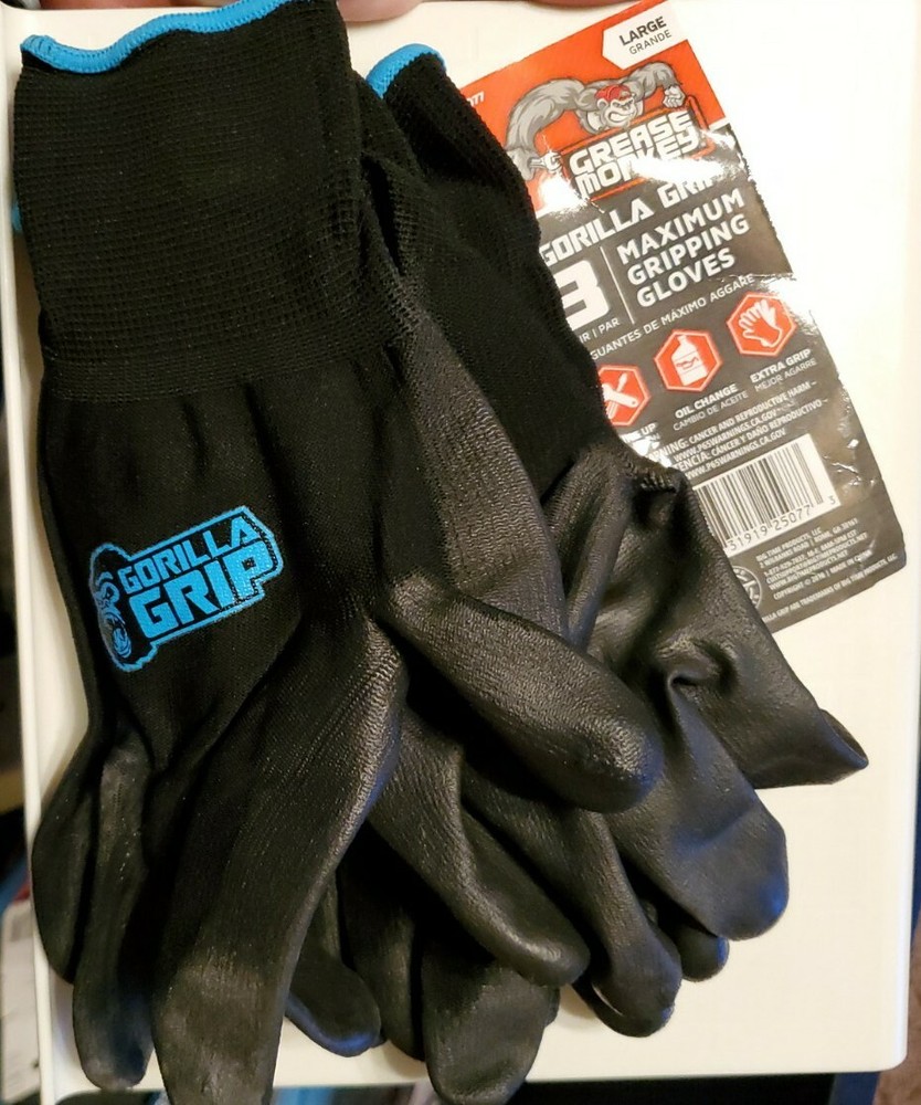 New 2 PACK Grease Monkey Gorilla Grip Gloves Size LARGE