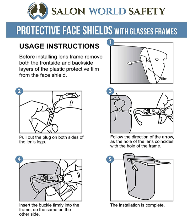 10 Pack Face Shield with Glasses frame, Face Shield Visor, Face Shield