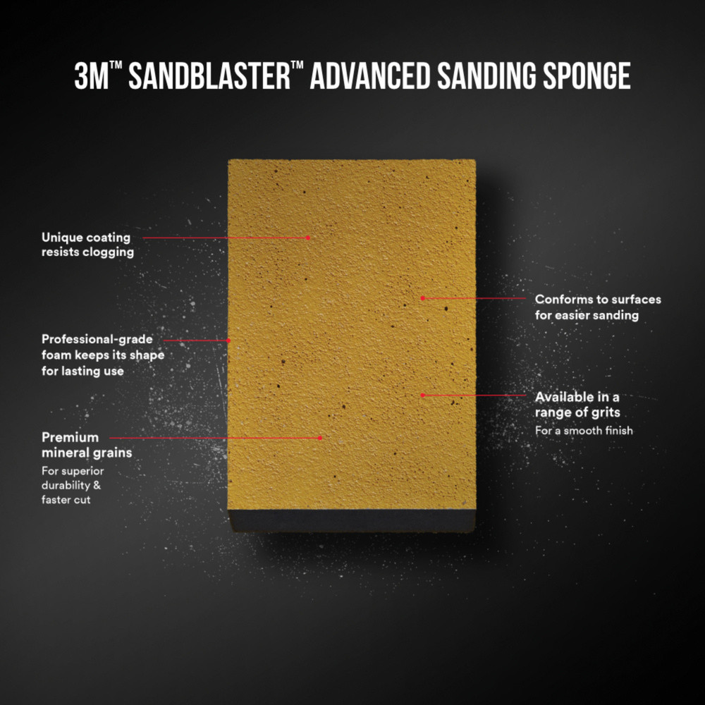 3M Sandblaster Advanced Sanding Sponge: 220-grit / fine