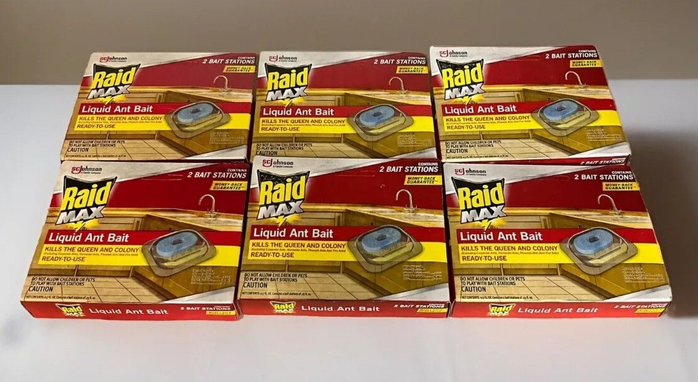 Raid Max Liquid Ant Baits Kills Ants Where They Breed 2 Bait Stations 6 Pack=12