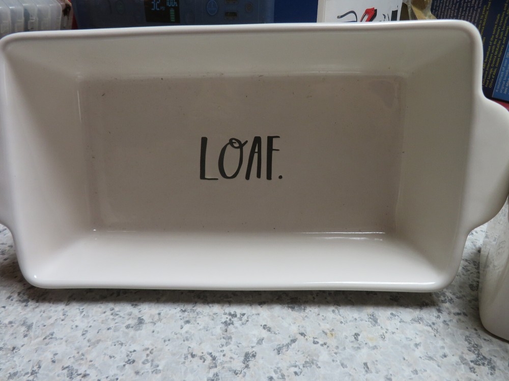 Rae Dunn Artisan Collection: Welcome Shelf Clock & Loaf Bread Baking Pan
