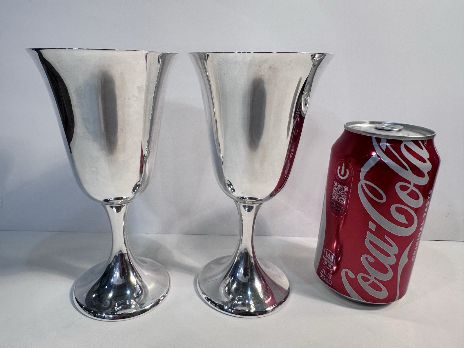 PAIR Gorham Sterling Silver #272 Water Wine Goblets Glasses Excellent 366 Grams!