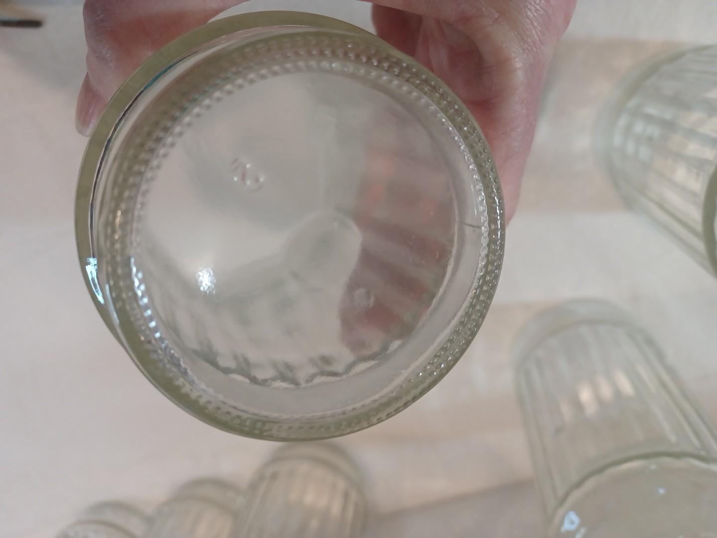 Anchor Hocking 6 VTG Ribbed Line Lites Heavy MCM 6" Tall 16 oz Glasses Retired