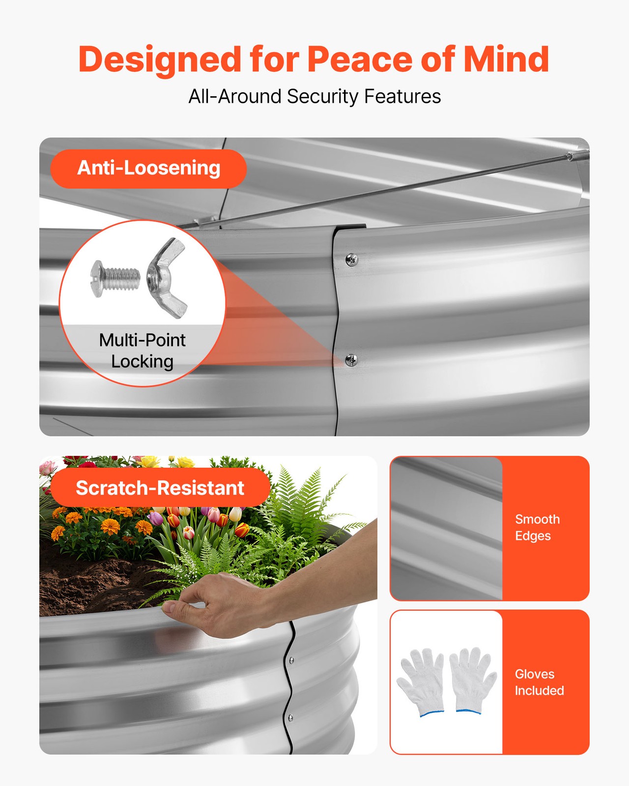 VEVOR 2 Pcs Galvanized Raised Garden Beds 4 x 2 x 1 ft Oval Planter Box Silver