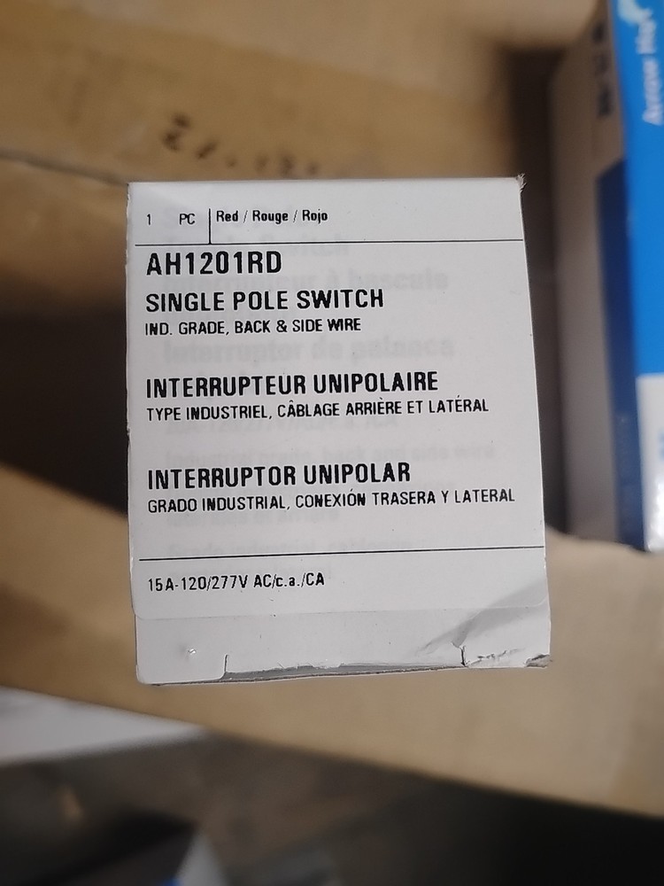 Arrow Hart AH1201RD Single Pole Switch. New