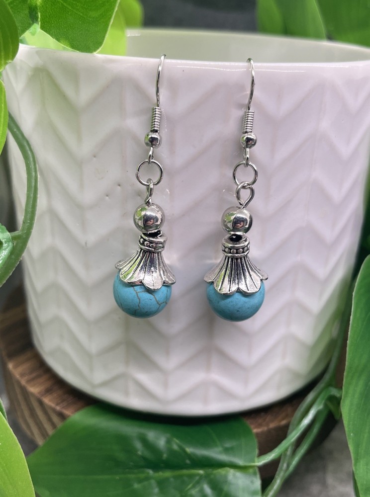 2” Silver-tone Turquoise Boho Drop Dangle Earring Set  New Free Ship B7762