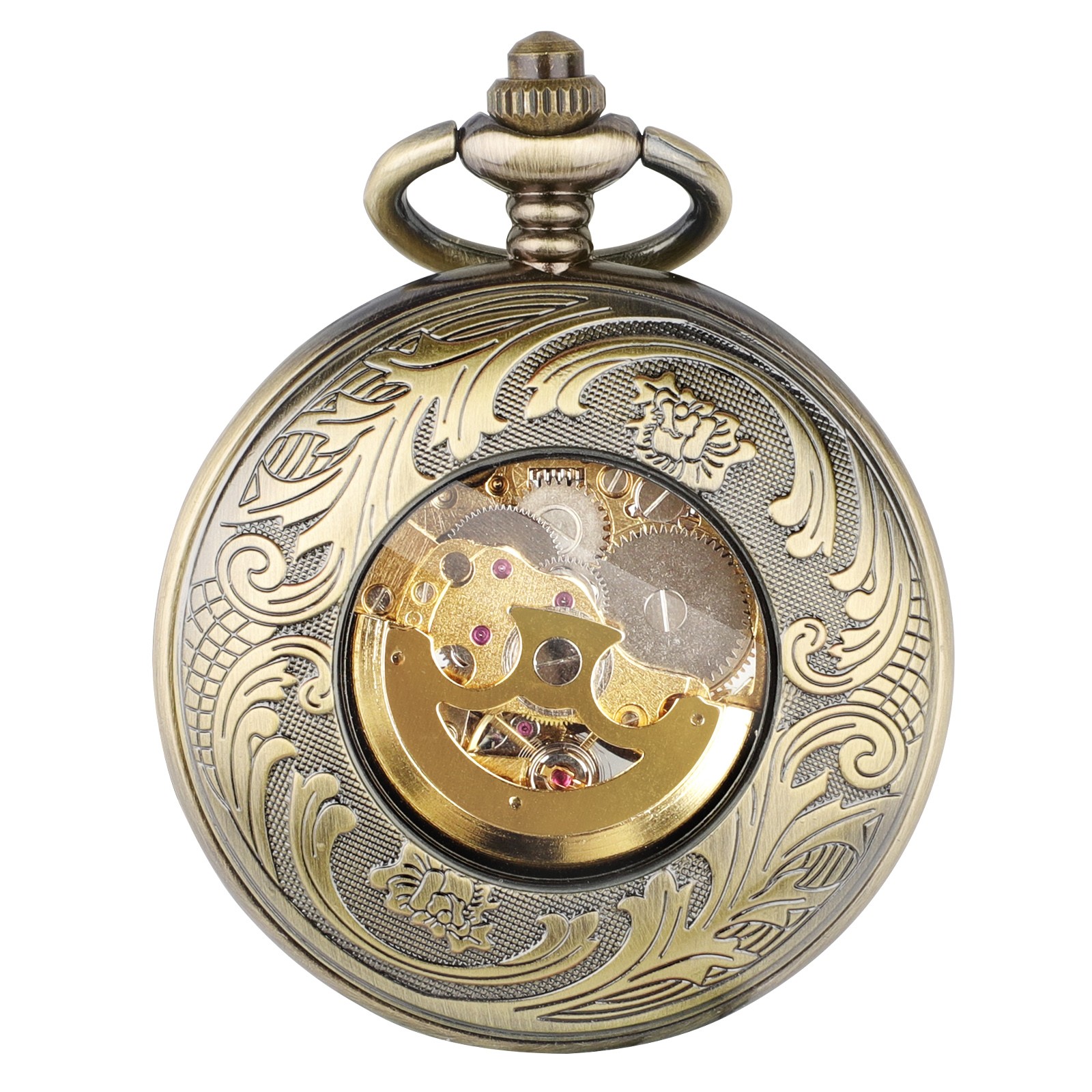 Vintage Automatic Self-Winding Hollow Mechanical Pocket Watch for Men and Women