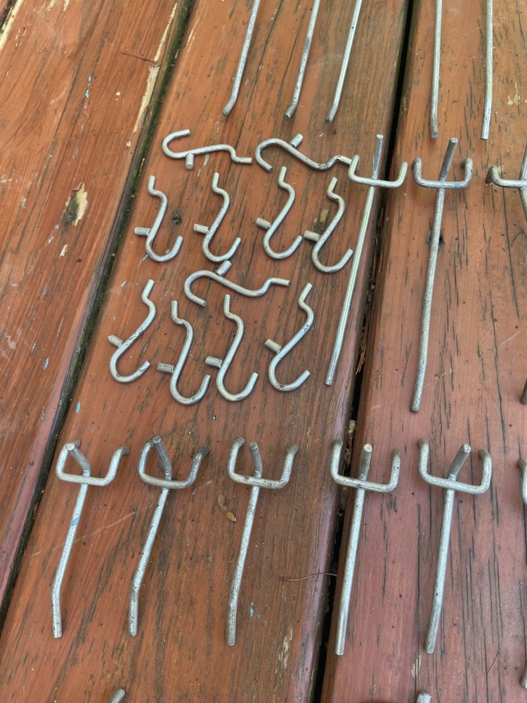 62 metal various styles peg board hook, tool accessory holders