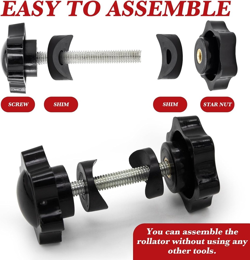 4 Set Replacement Arm Adjustment Knobs Rollator Walker Replacement Knobs Adjustm