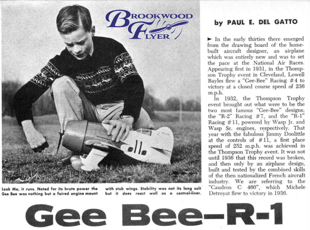 GEE BEE R-1 PLAN + CONSTRUCTION ARTICLE to Build a 28" UC Scale Model Airplane