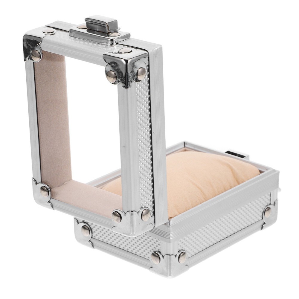 1PC Watch Container Box with Lock Watch Storage Silver Case for Gift