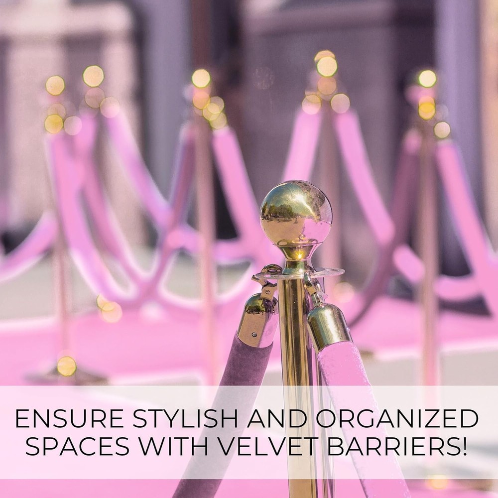 4 PCS Light Pink VIP Ropes Posts Twisted Snap Hooks Queue Crowd Control Stand