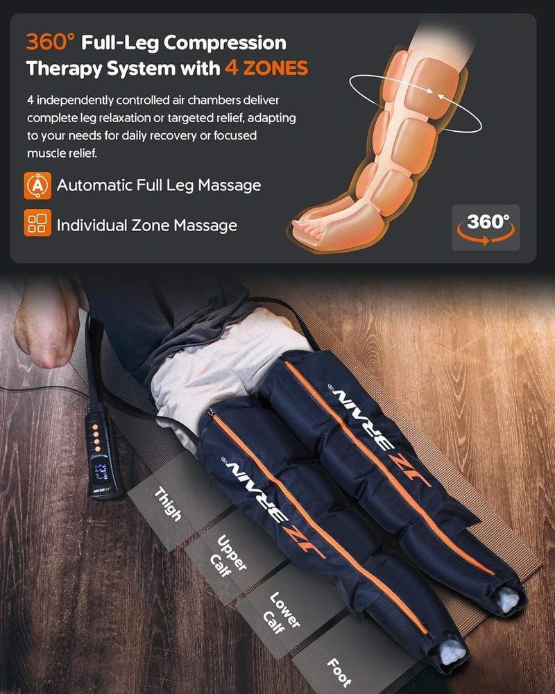 JZBRAIN Sequential Air Compression Professional Full Leg Compression Boots
