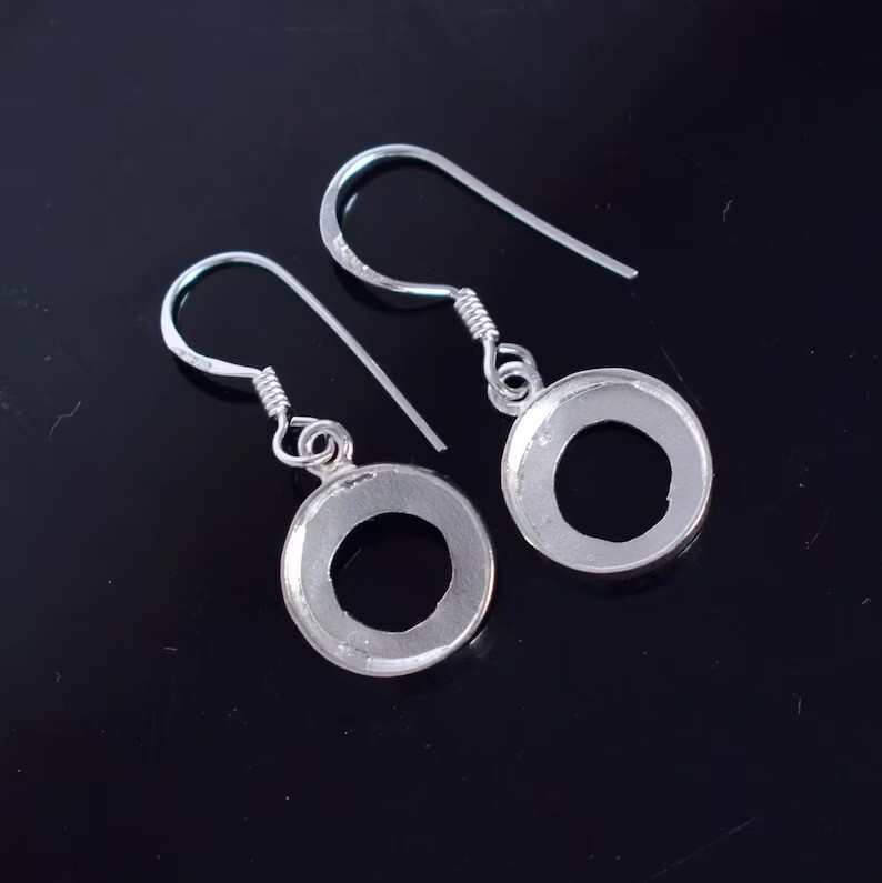 Solid 925 Silver Blank Round Bezel Cup Setting Base Handmade Earring Supplies
