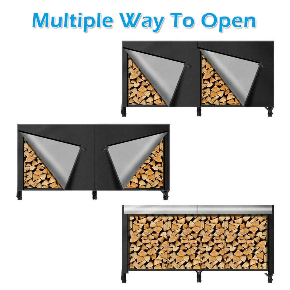 8ft Firewood Log Rack Cover Waterproof Wood Storage Holder Heavy Duty Outdoor