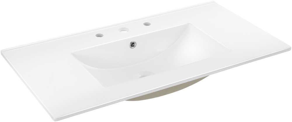JONATHAN Y Lighting SNK1003 Ancillary 36" Ceramic Vanity Top - White