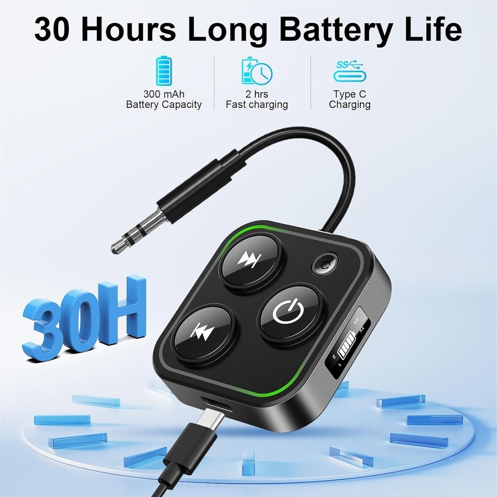 2026 Pro Bluetooth 5.4 Transmitter Receiver, 2-In-1 Wireless Audio Adapter