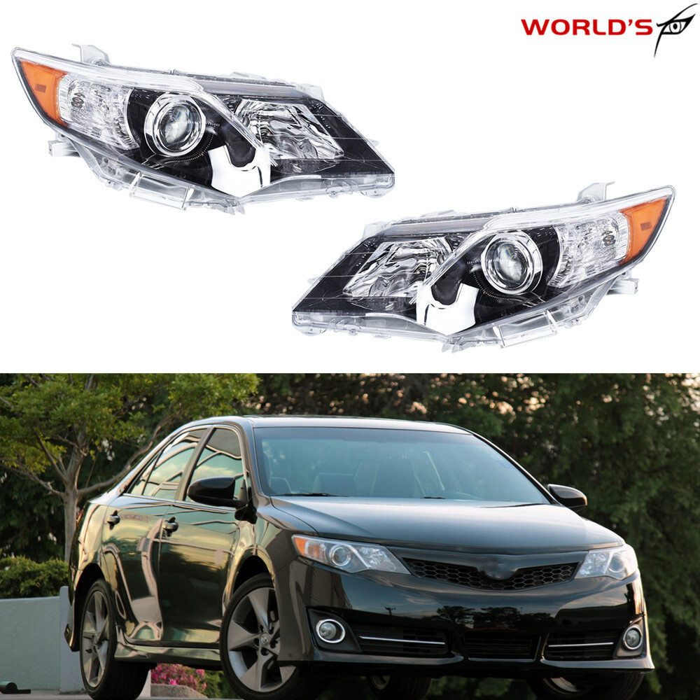 Black Housing Headlights For 2012-2014 Toyota Camry Clear Projector Left&Right
