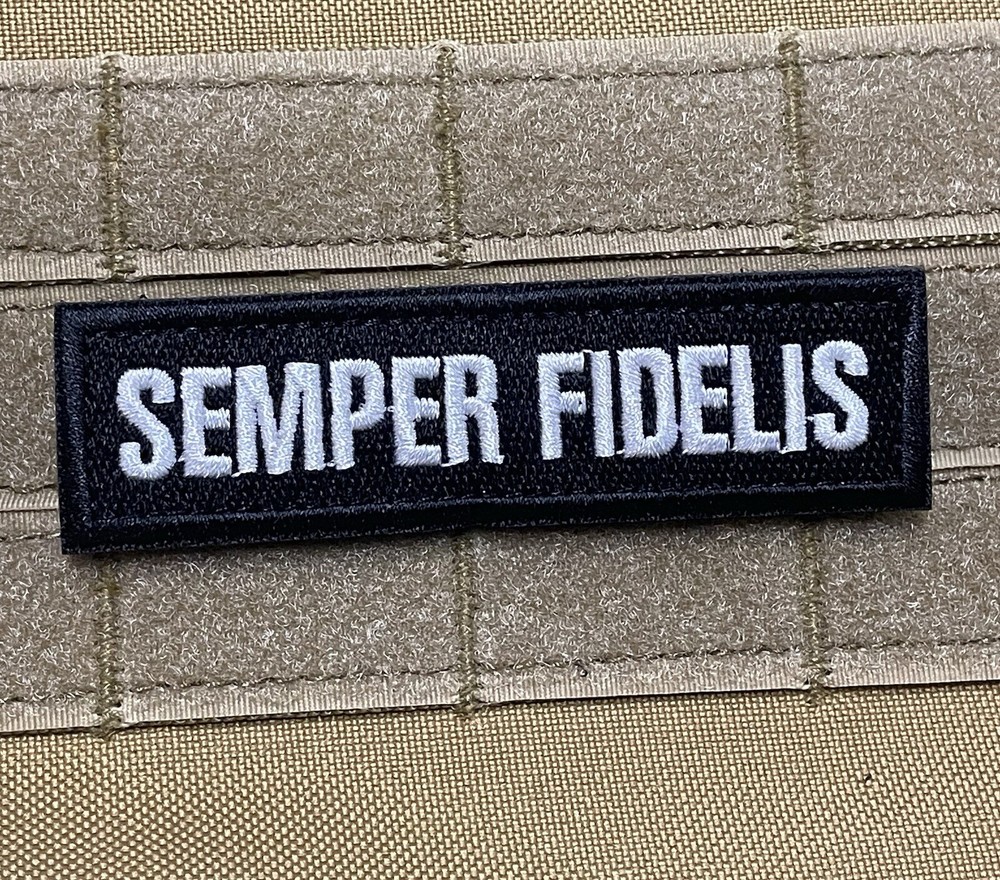 Semper Fi Fidelis Marine Grunt Name Tag Tactical Combat Hook Loop Patch