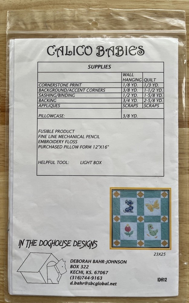 Calico Babies Quilt, Wallhanging & Pillowcase Pattern