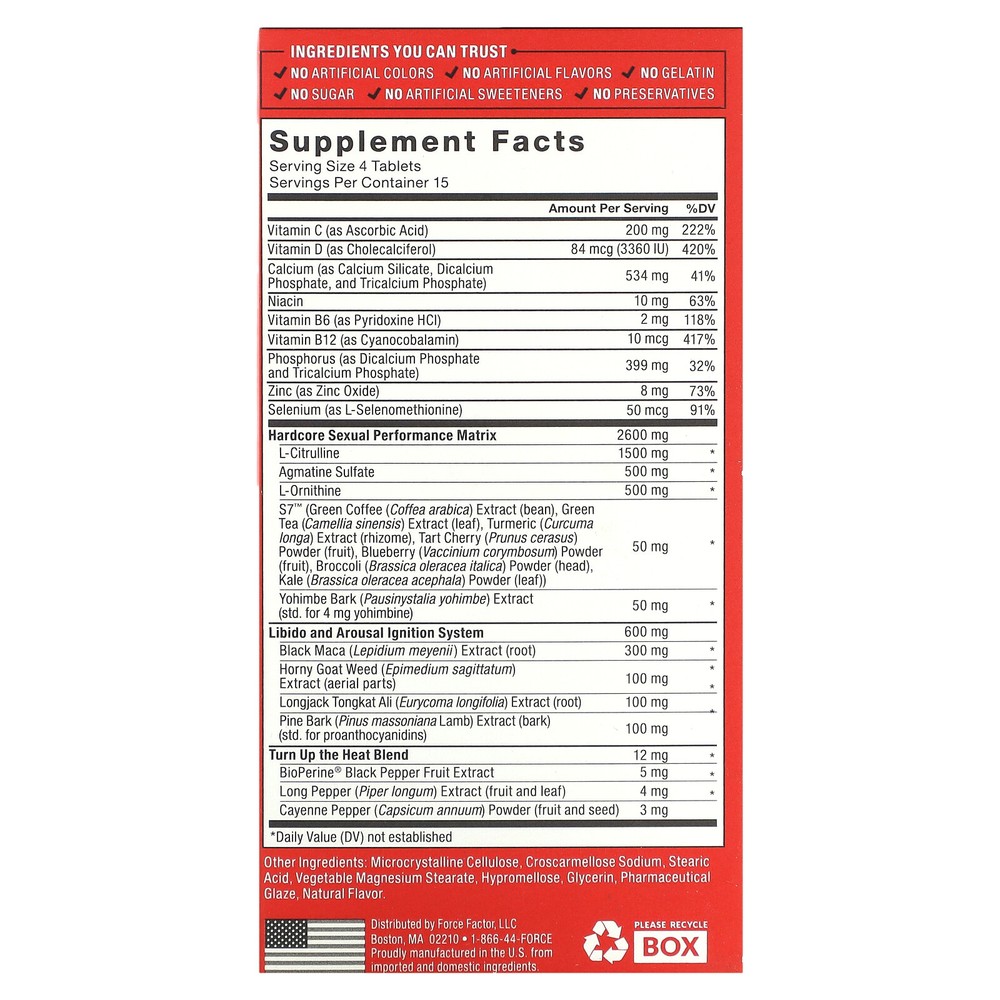 Force Factor SCORE! Hardcore, Performance and Libido Intensifier, 60 Tablets, 60