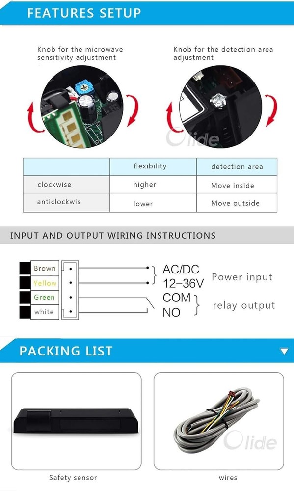 Active&safety Dual Sensor, Infrared Safety Detected Sensor for Automatic Door