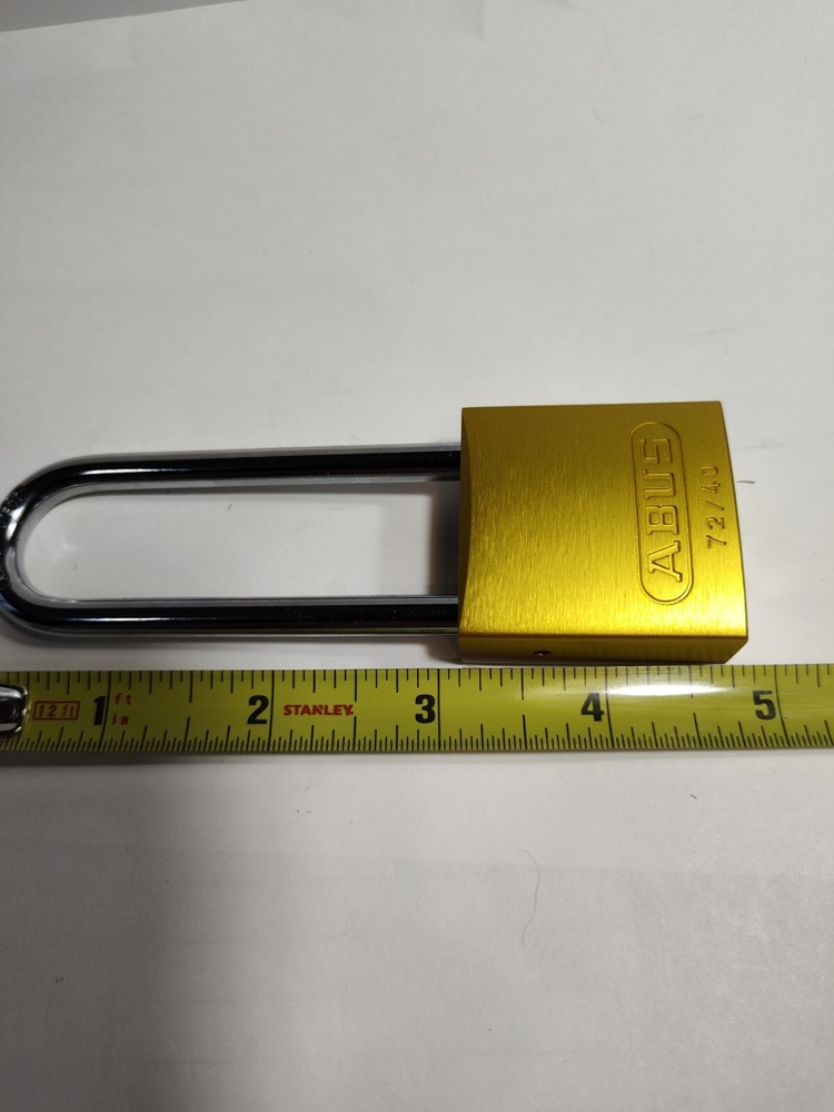 Abus 19371 Keyed Padlock, Open, Rectangular Aluminum Body, Chrome Plated