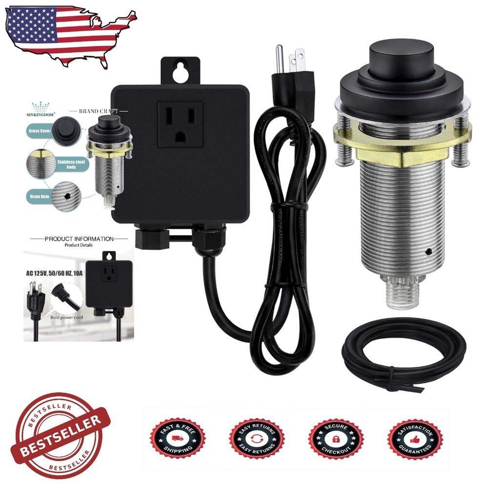 Matte Black Brass Air Switch Kit - Garbage Disposal, Dishwasher, UR Certified