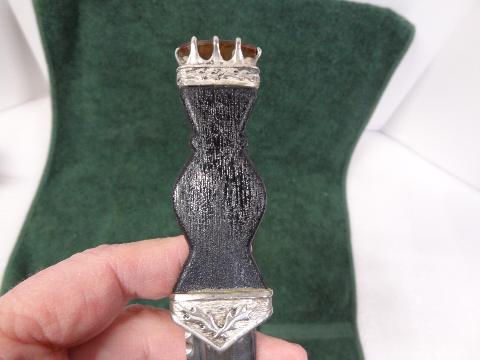 Vintage Scottish Sgian Dubh Kilt Dagger Knife Jewel Top w/ Sheath NIB NEW 7-1/4"