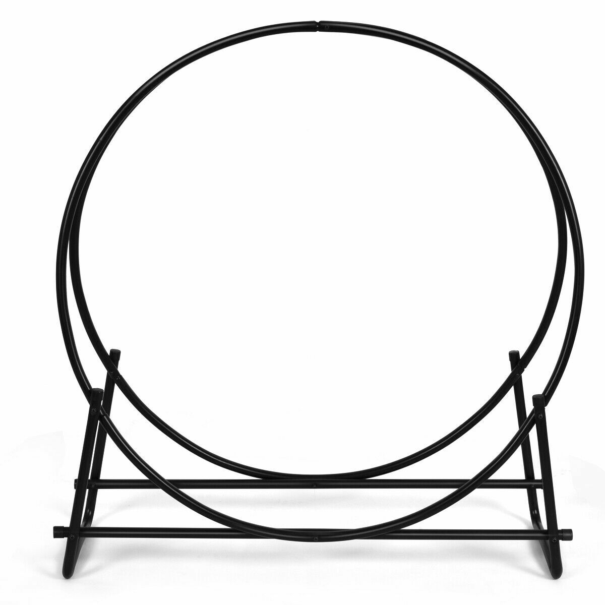 40-Inch Tubular Steel Log Hoop Firewood Storage Rack Holder Round Display New