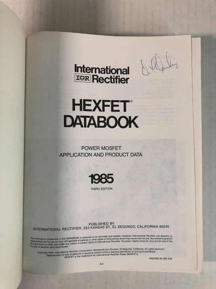 International Rectifier Power MOSFET HEXFET Databook & Application Notes-1985