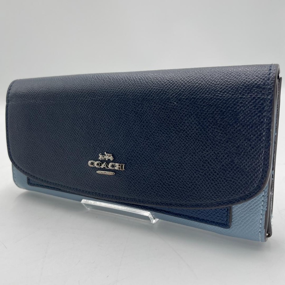 Authentic Coach Leather Long Wallet, Blue
