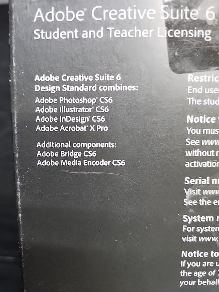 Adobe Creative Suite 6 Design Student and Teacher ~ Windows & Mac ~ NO Code