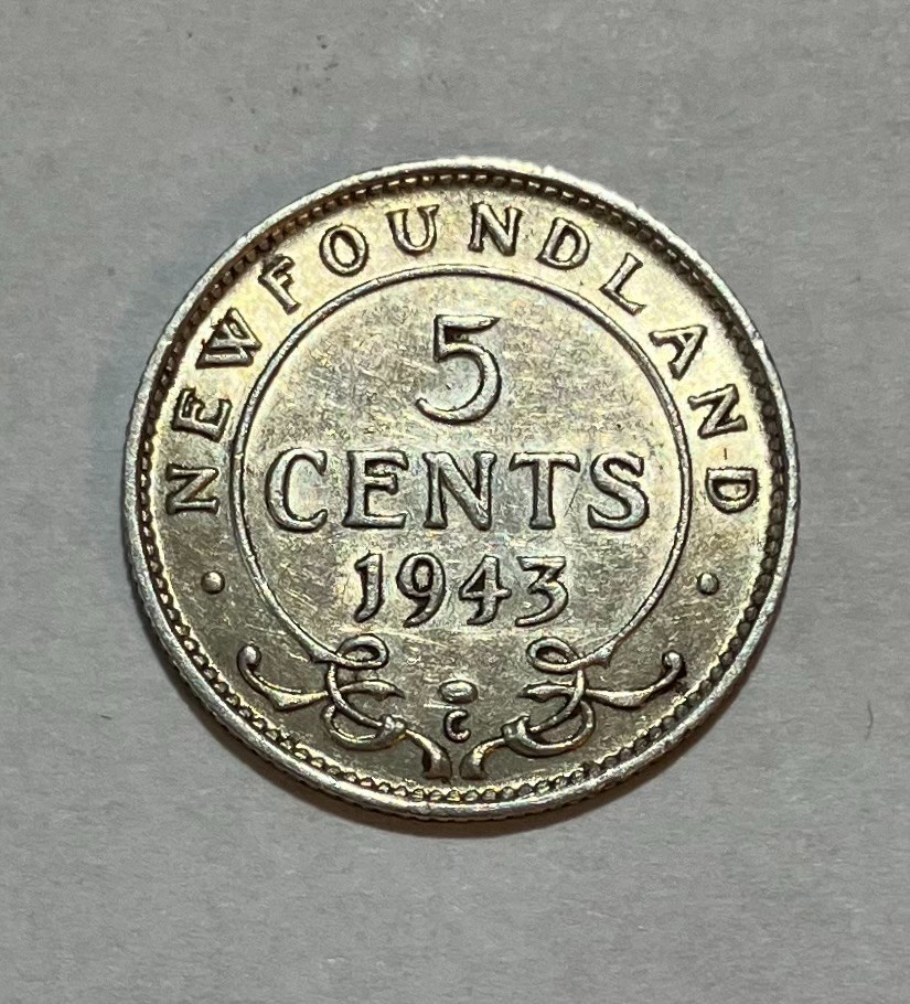 1943 Newfoundland Silver 5 Cents